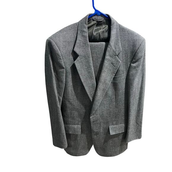 Vintage Christian Dior Monsieur Wool Suit 40R 32x31 Gray Houndstooth 2PC Classi - Picture 1 of 16